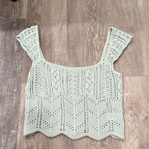 Aeropostale Light Green Crochet Crop Top